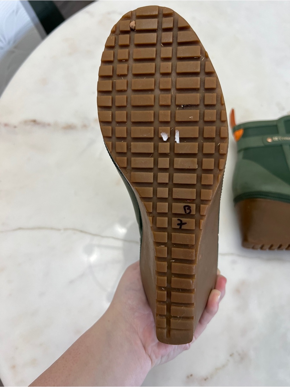 Tretorn Green Wedge Rain Ankle Boots with Brown Sole size 8 - Picture 5 of 14